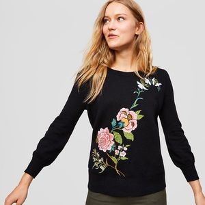 COPY - Loft Floral Embroidered Blouson Sweater